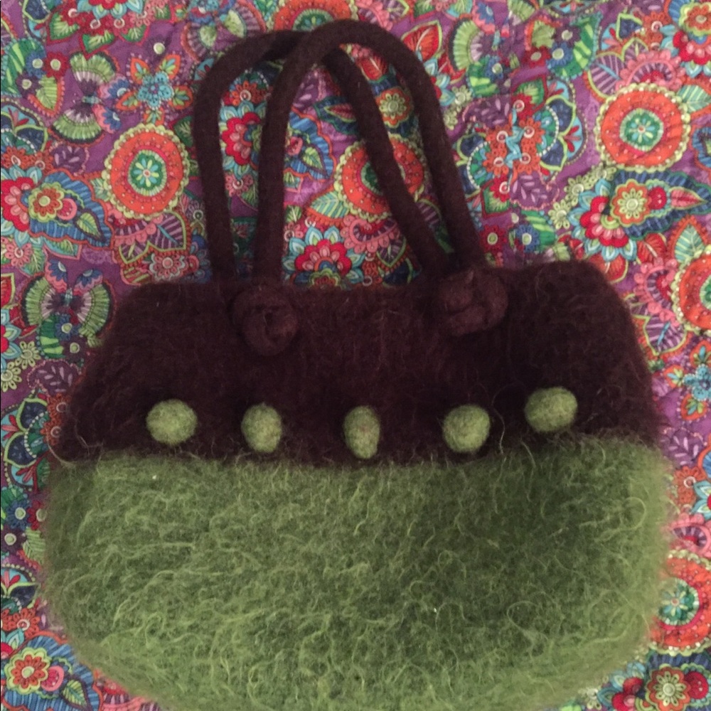 Vintage Artisan felted wool handmade purse
